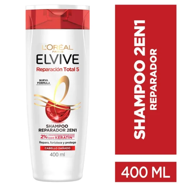 Elvive Shampoo 2 en 1 Reparación Total 5 X 400 ML