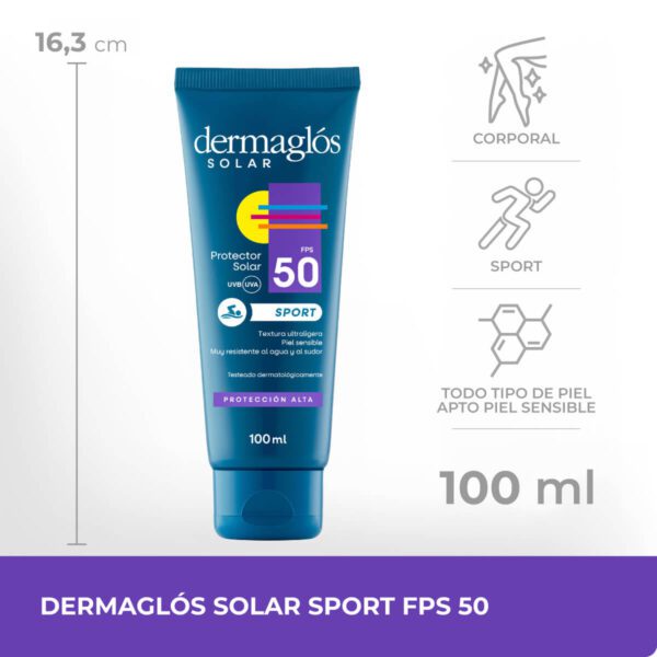 DERMAGLOS SOLAR SPORT F50 EM FPS50 EMULSION  x  100 ML - Imagen 4
