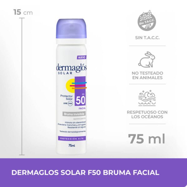 DERMAGLOS SOLAR F50 FACIAL BRUMA LOC x   75 - Imagen 2