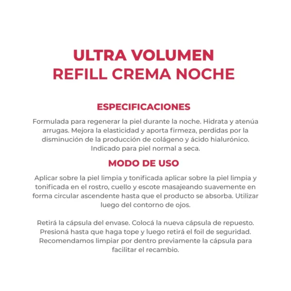 DERMAGLOS F Crema Repuesto Hidratante de Noche Ultra Volumen crema x 50 ml - Imagen 2